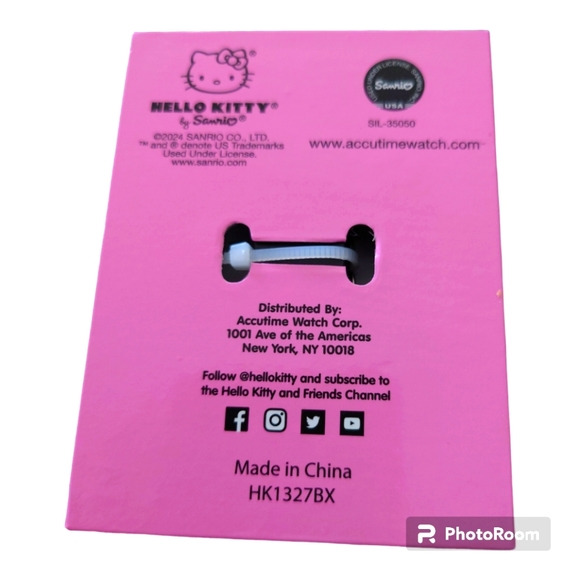 Hello Kitty Watch Black Band with Pink Bow Charm Gift Box NEW! - Picture 5 of 5